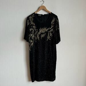 Vintage 80s JAKELIN DESIGNS Silk Beaded Cocktail Evening Dress